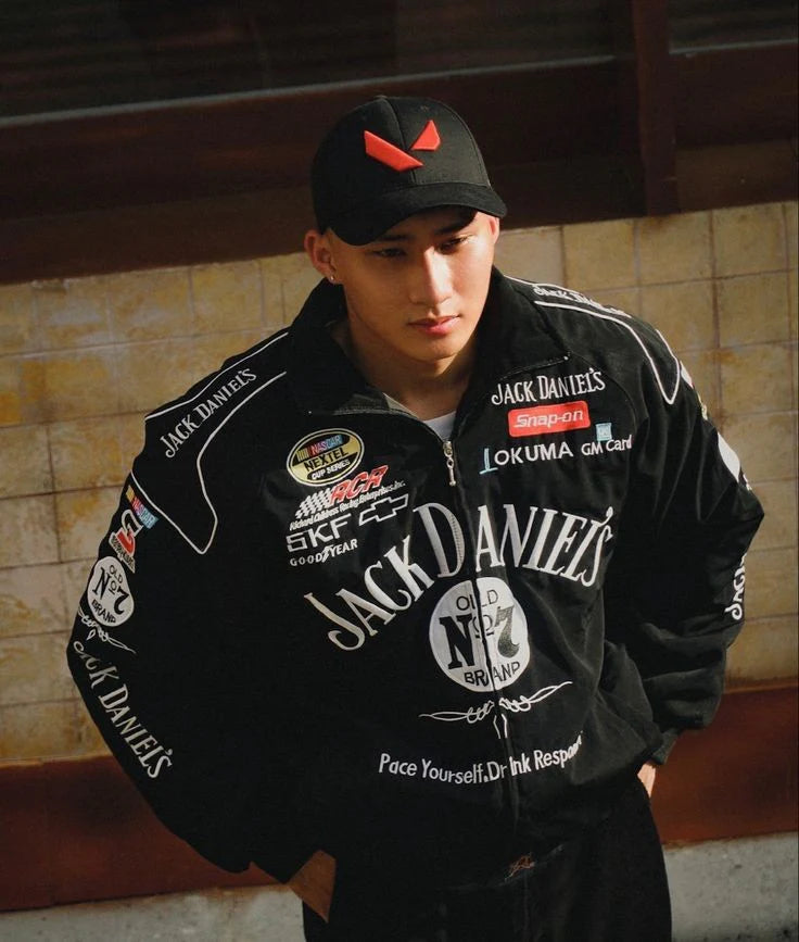 Jack Daniel’s Vintage Veste De Course – Veste F1 Streetwear Rétro