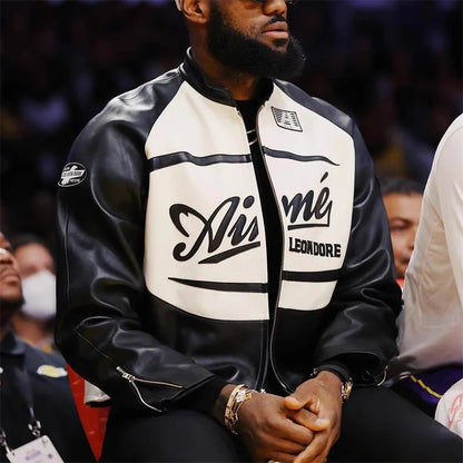Veste Cuir Aimé Leon Dore Style Rétro Sport – Noir & Blanc