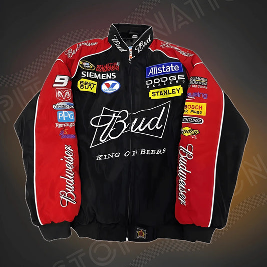 Budweiser Vintage Racing Jacket Noir/Rouge – Veste F1 Streetwear