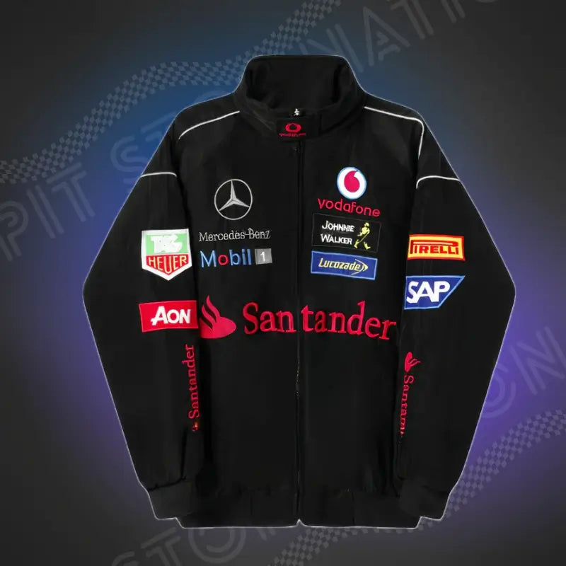 Veste Noir Mercedes Vintage Racing – Streetwear F1 Rétro