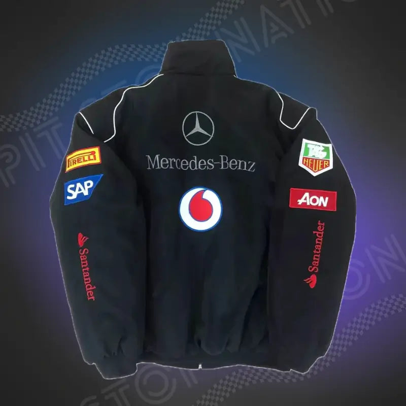 Veste Noir Mercedes Vintage Racing – Streetwear F1 Rétro