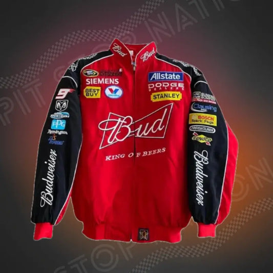 Red Budweiser Vintage Racing Jacket – Veste Streetwear F1 Rétro