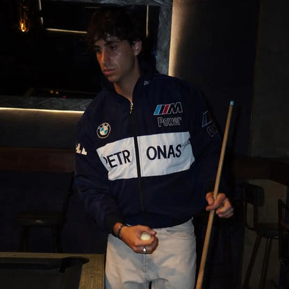 Bleu BMW Vintage Racing Jacket – Veste F1 Streetwear Rétro