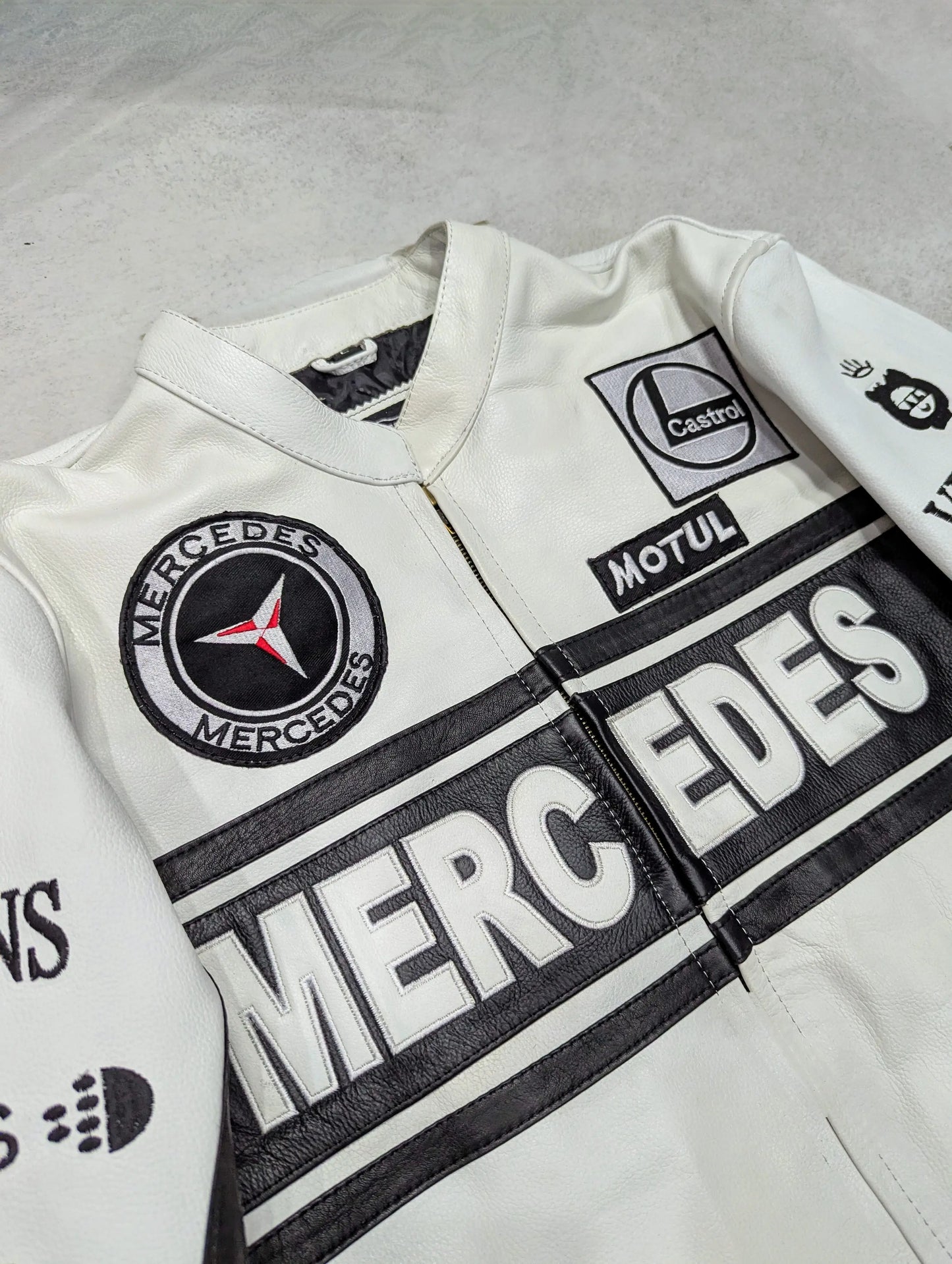 Veste cuir Mercedes-Benz racing