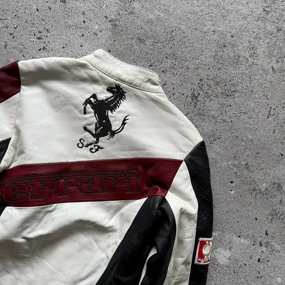 Blouson pilote en cuir tricolore – Patchs et broderies