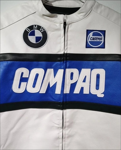 Veste Racing BMW Williams F1 en Cuir Végétal – Édition Compaq & Castrol